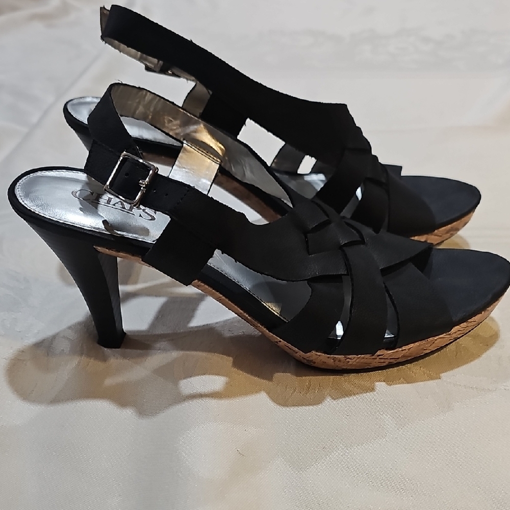 Chaps Black Strappy Heels